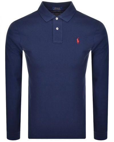 Ralph Lauren Long Sleeved Polo T Shirt - Blue