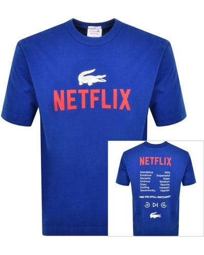 Lacoste X Netflix Crew Neck Logo T Shirt - Blue