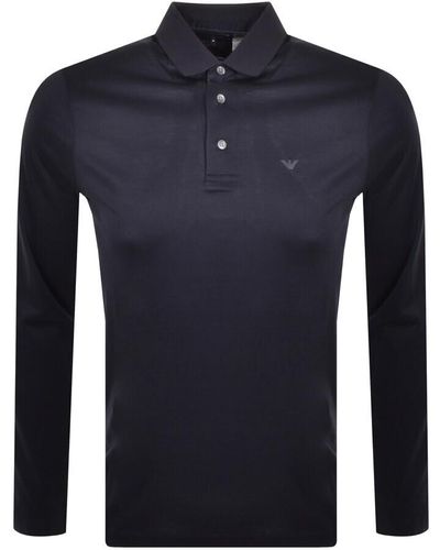 Armani Emporio Long Sleeved Polo T Shirt - Blue