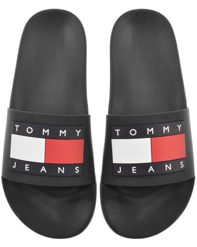 Tommy Hilfiger Essential Logo Pool Sliders - Black