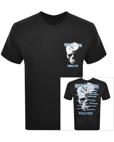 True Religion Skull World Tour T Shirt - Black
