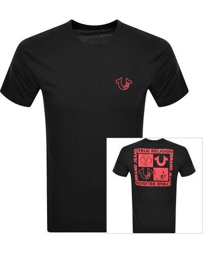 True Religion Multi Logo Square T Shirt - Black