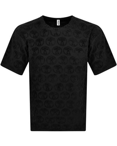Moschino Swim Towelling Logo T Shirt - Black