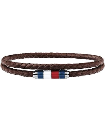 Tommy Hilfiger Double Wrap Leather Bracelet - Brown