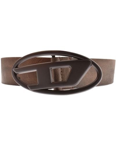 DIESEL Oval Reversible Logo Belt - Brown