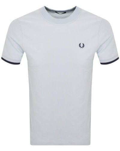 Fred Perry Tipped Cuff Pique T Shirt - Gray