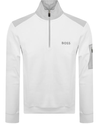 BOSS Boss Sweat 1 Half Zip Sweatshirt - White
