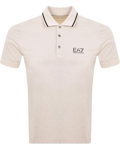 EA7 Emporio Armani Tipped Polo T Shirt - Natural