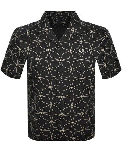 Fred Perry Geometric Print Shirt - Black