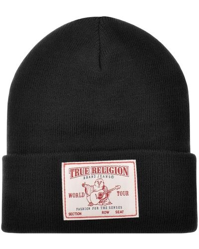 True Religion Concert Patch Beanie Hat - Black