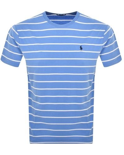 Ralph Lauren Stripe Logo T Shirt - Blue