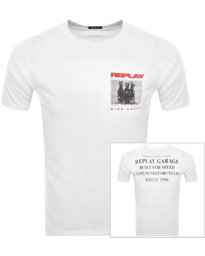Replay Logo Crew Neck T Shirt - White