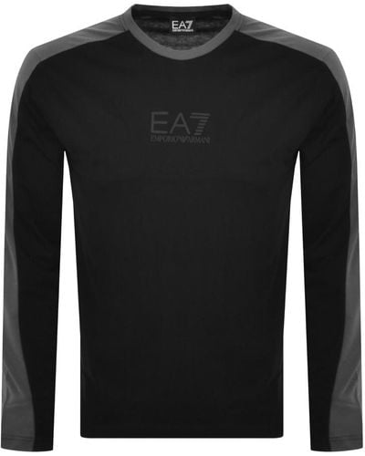 EA7 Emporio Armani Long Sleeve Logo T Shirt - Black