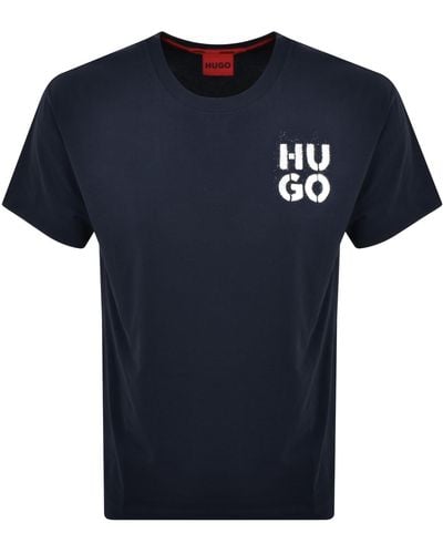HUGO Spray Logo T Shirt - Blue