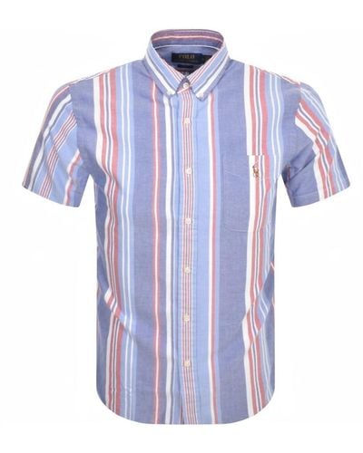 Ralph Lauren Stripe Short Sleeve Shirt - Blue