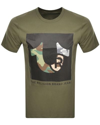 True Religion Multi Camouflage T Shirt - Green