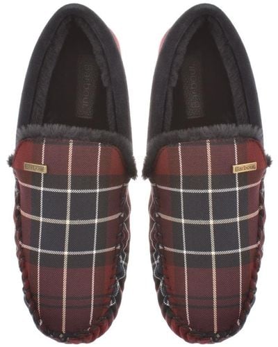 Barbour Monty Tartan Slippers - Red