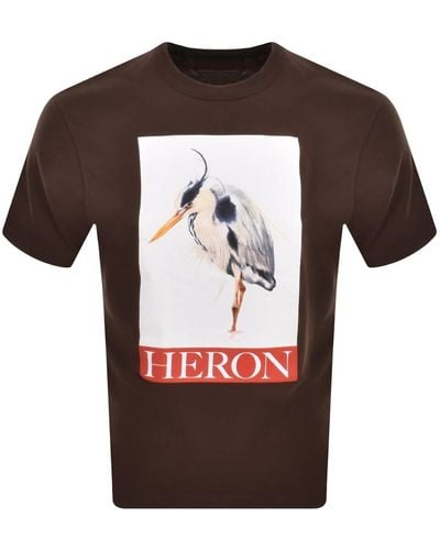 Heron Preston Bird Painted Logo T Shirt - Brown