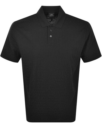 Armani Exchange Logo Polo T Shirt - Black