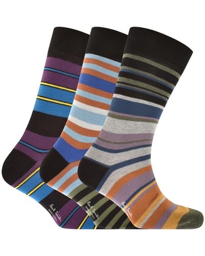 Paul Smith Gift Set 3 Pack Stripe Socks - Blue