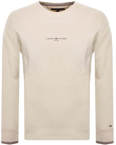 Tommy Hilfiger Logo Tipped Sweatshirt - Natural