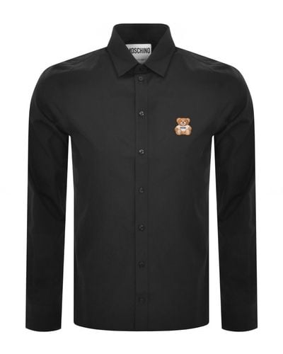 Moschino Long Sleeve Teddy Patch Shirt - Black