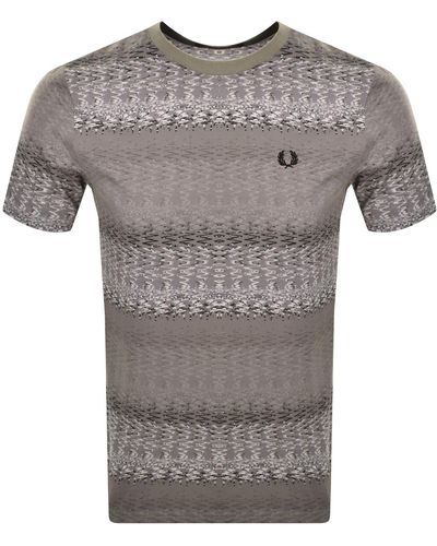Fred Perry Abstract Soundwave T Shirt - Gray