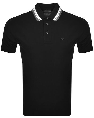 Armani Emporio Short Sleeved Polo T Shirt - Black