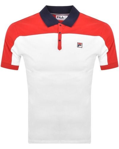 Fila Paneled Polo T Shirt - Red