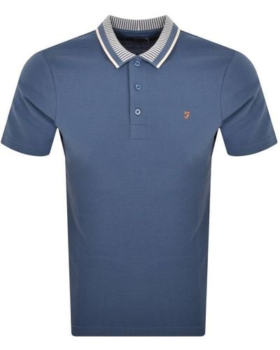 Farah Levy Ottoman Polo T Shirt - Blue