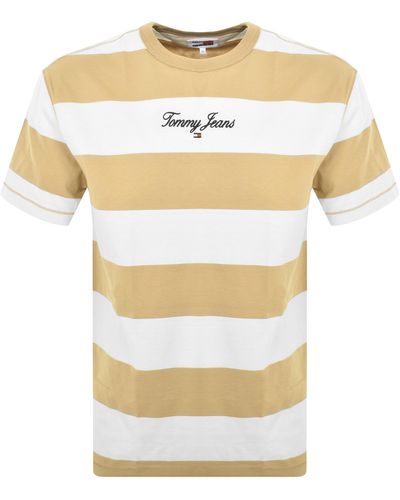 Tommy Hilfiger Bold Stripe Logo T Shirt - Yellow