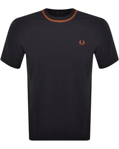 Fred Perry Crew Neck Pique T Shirt - Black