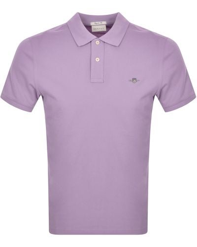 GANT Regular Shield Pique Polo T Shirt - Purple