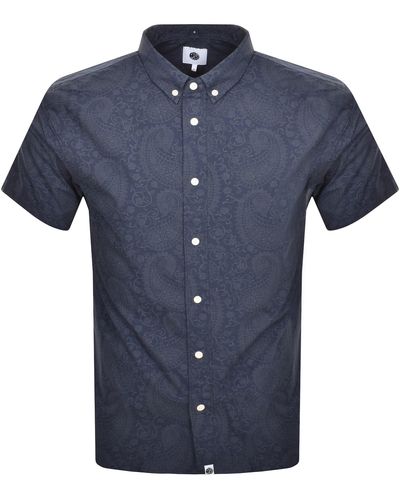 Pretty Green Paisley Short Sleeve Shirt - Blue