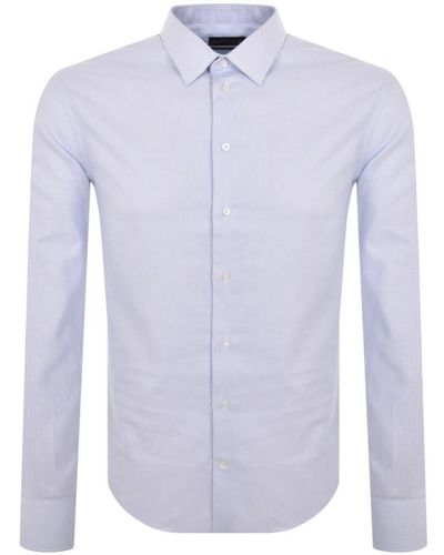 Armani Emporio Logo Long Sleeve Shirt - Blue