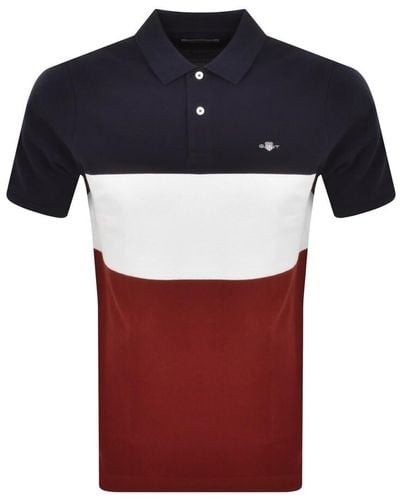 GANT Block Stripe rugger Polo T Shirt - Blue