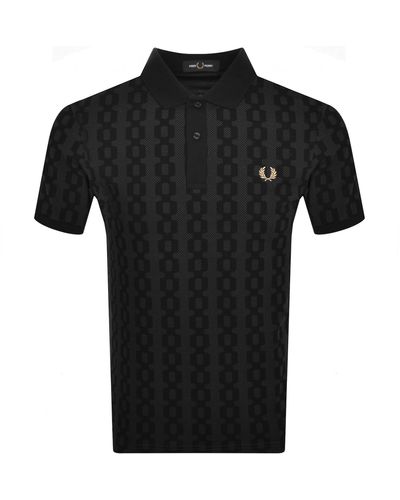 Fred Perry Cable Print Polo T Shirt - Black