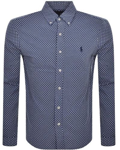 Ralph Lauren Preppy Dot Long Sleeve Shirt - Blue