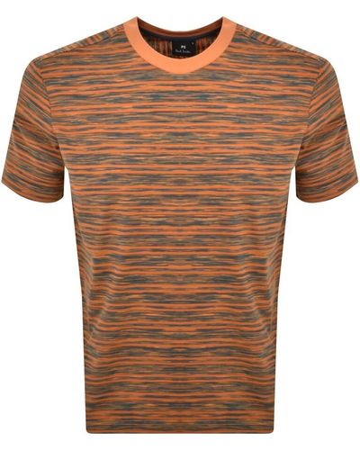 Paul Smith Regular Fit Stripes T Shirt - Brown