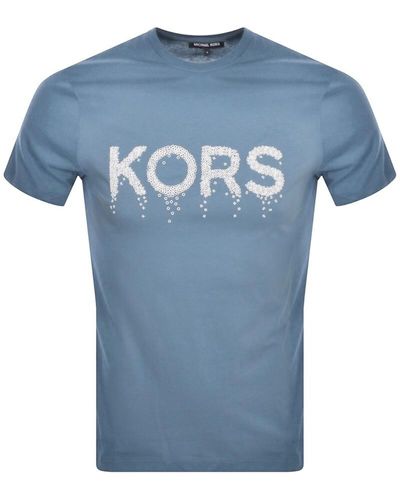 Michael Kors Spill Short Sleeve T Shirt - Blue