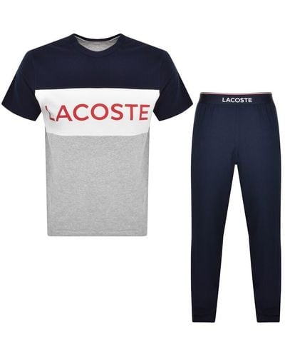 Lacoste T Shirt And Shorts Pajama Set - Blue