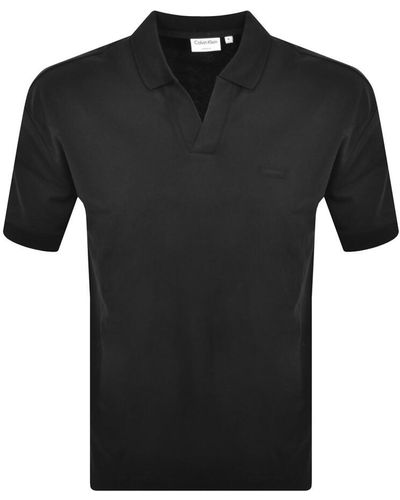 Calvin Klein Open Placket Polo T Shirt - Black