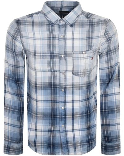 Replay Checked Long Sleeved Shirt - Blue