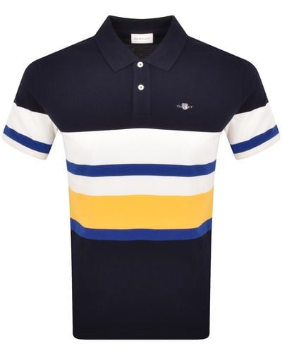 GANT Multi Stripe Pique Polo T Shirt - Blue