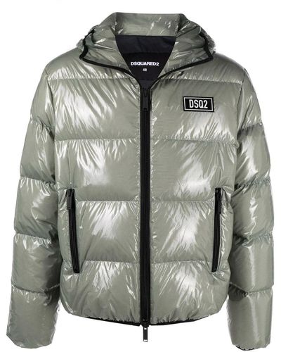 DSquared² Hooded Puffer Jacket Green - Gray