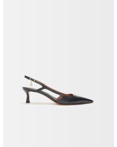 Maje Woman's Cow Upper: Pointed-toe Court Shoes With Straps For Fall/winter, Size Small, In Colour Black / Black