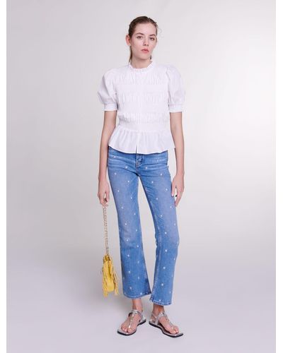 Maje Embroidered Jeans - White