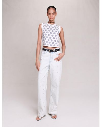 Maje Loose-fitting Jeans With Rhinestones - White