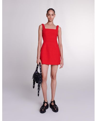 Maje Short Tweed Dress - Red