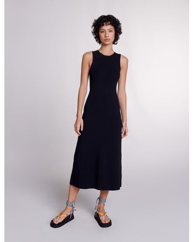 Maje Cutaway Knit Maxi Dress - Black